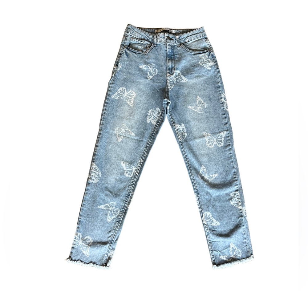 Tinseltown Butterfly 🦋 High-Rise Jeans/ Size 9/ Raw Hem/ Boho,‎ Festival Denim